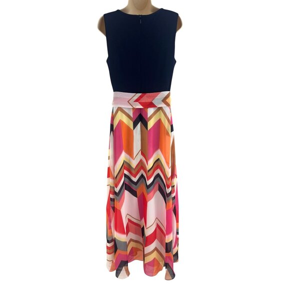 Roz & Ali Multi-Color Maxi Dress w/Tie Size 12 Wedding Special Occasion Party - Picture 5 of 8